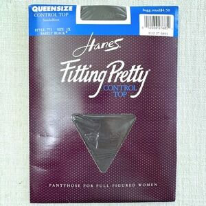 Hanes Fitting Pretty Control Top Pantyhose Barely Black Sandalfoot Size 1X